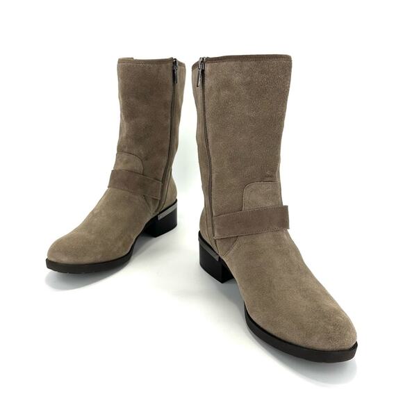 Vince Camuto Whyla Tan Moto Boot Size 9 Suede Block Heel Mid-Calf Bootie - Picture 10 of 15